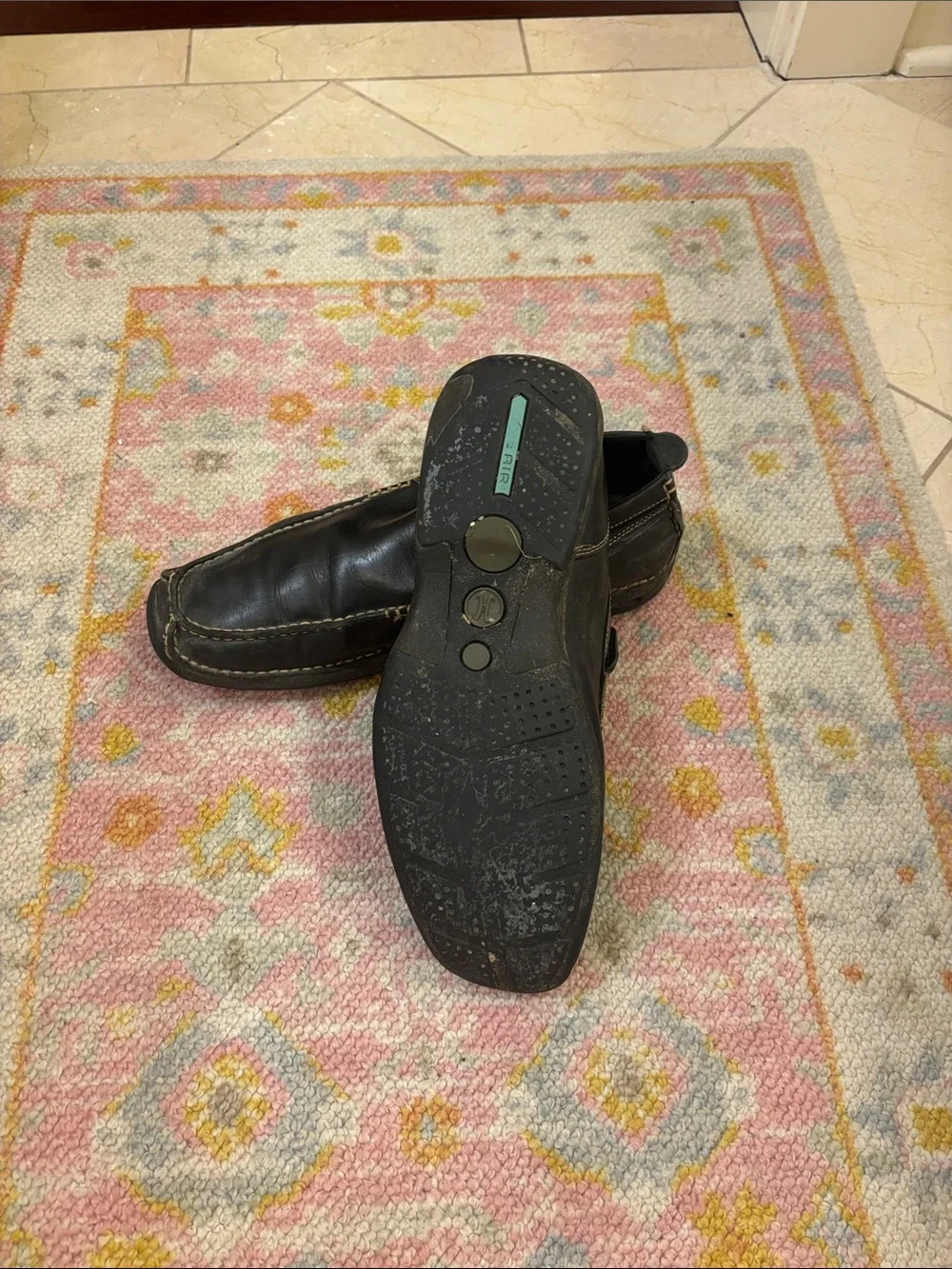 Cole Haan Black Leather Slip-On Loafers with Contrast Stitching
